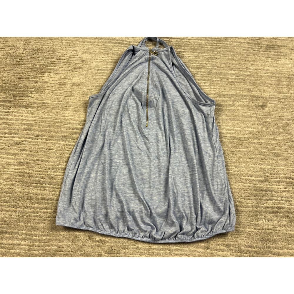 Parallel Skies Halter Top Womens L Blue TP-MS-1349 Heathered Strappy Bubble Hem